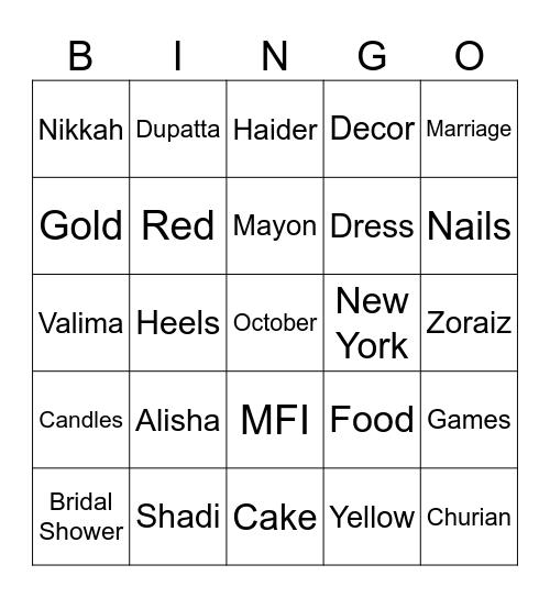 BINGO Card