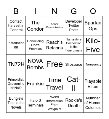 Halo Community Bingo Card