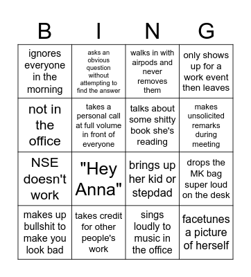 Her Bullshit Bingo Card