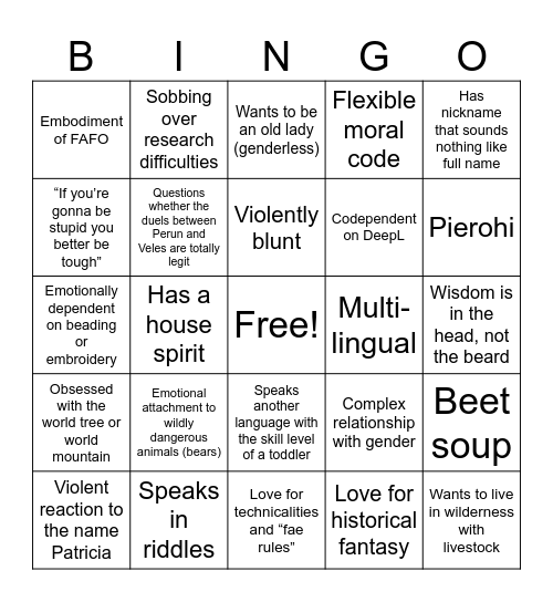 SlavPol Bingo Card