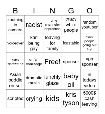 mrbeast bingo Card