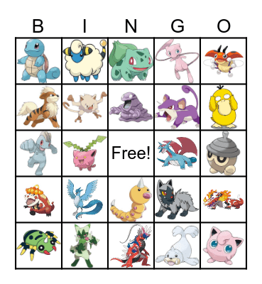 Pokemon Bingo Card
