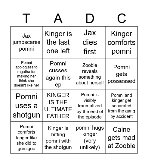 TADC EP 3 BINGO Card