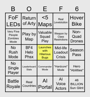 Battlefield 6 (x404) Bingo Card