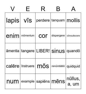 Latin III Set I Bingo Card
