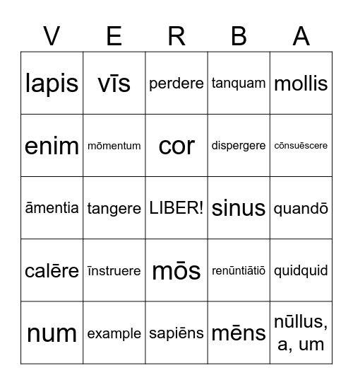 Latin III Set I Bingo Card