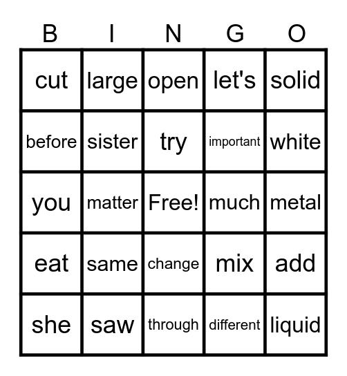 Changes Around Us Bingo Card