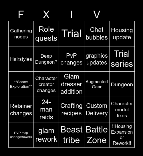 7.1 Bingo card Bingo Card