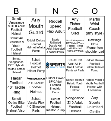 SportsUnlimitedFootballBingo!!!! Bingo Card