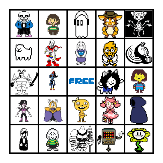 Undertale Bingo Card