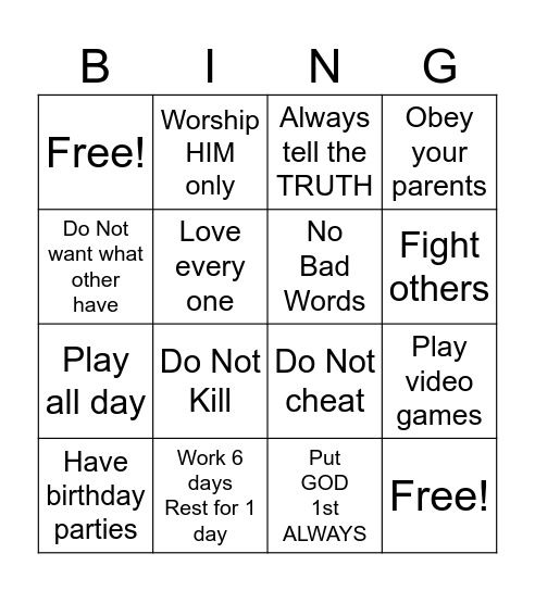 Being a Witness for Jehovah Bingo Card