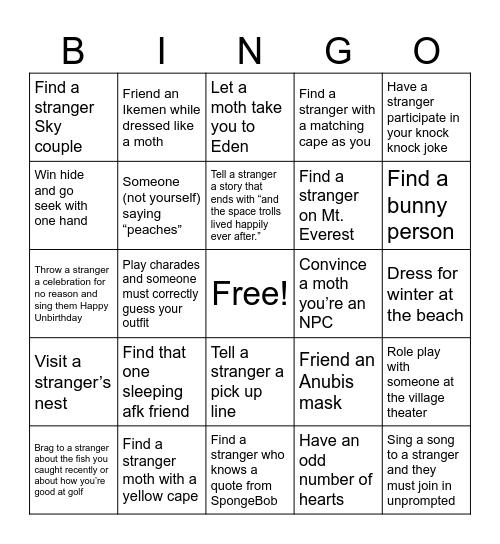 Ultimate Sky Bingo Card