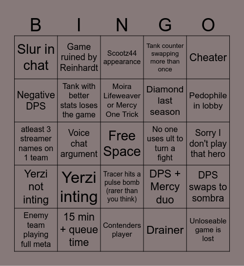 OCE QUEUES BINGO Card