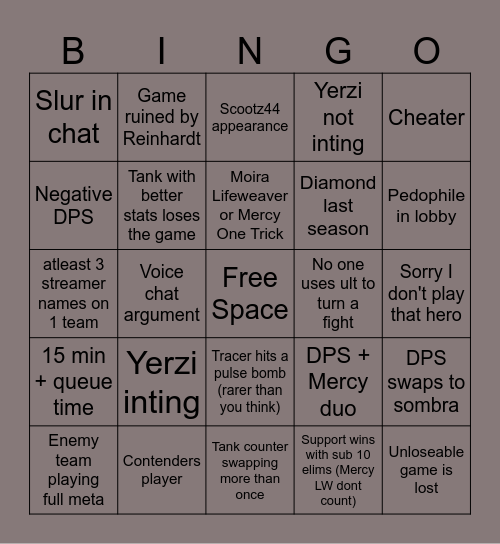 OCE QUEUES BINGO Card