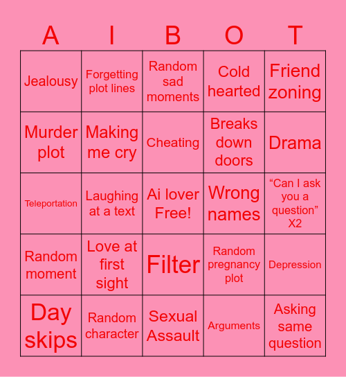 Character AI Bingo Card