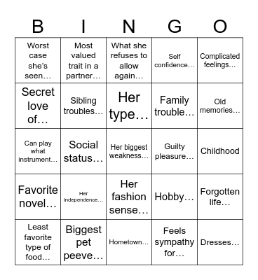 Satsu Bond Bingo Card