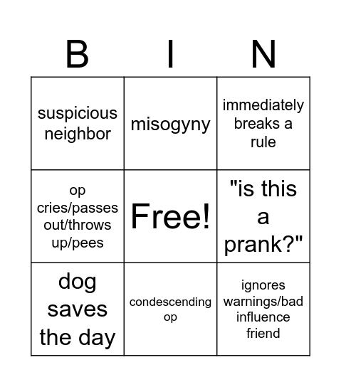 stories Bingo Card