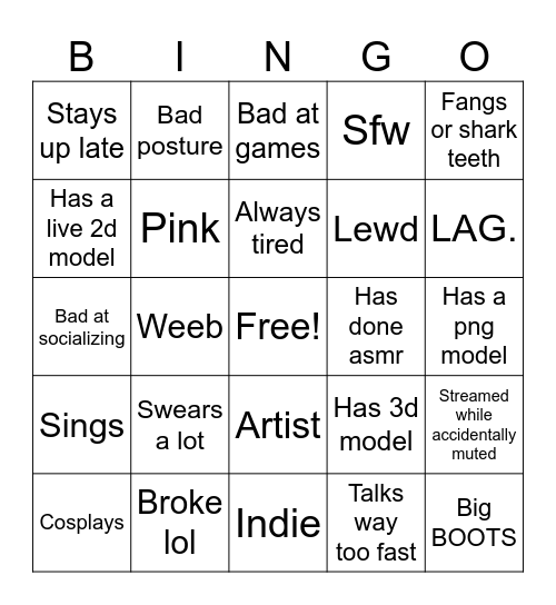 VTUBER BINGO Card