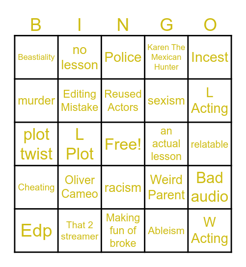 tommrowos teahc Bingo Card