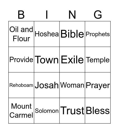 Sunday School Bingo Card