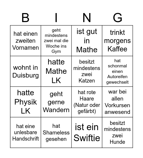 Personen-Bingo Card