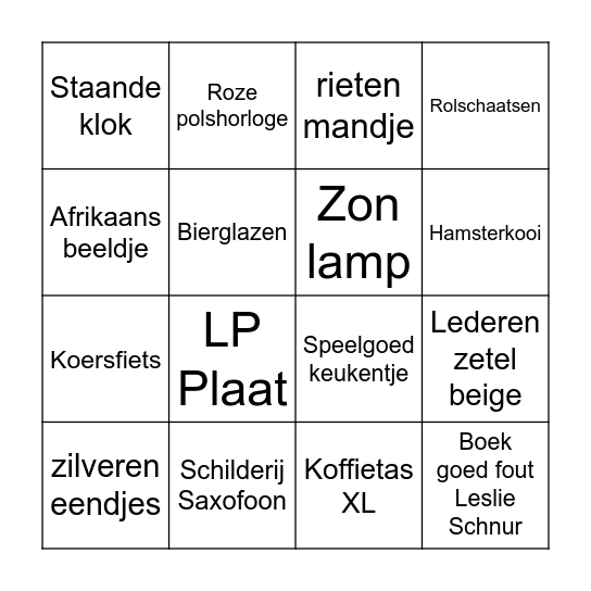 Kringwinkel BINGO Card