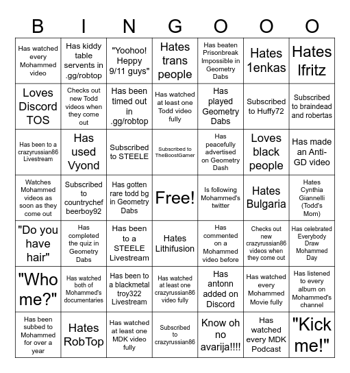 Untitled Bingo Card