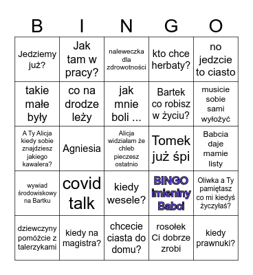 Imieniny Babci 2024 Bingo Card