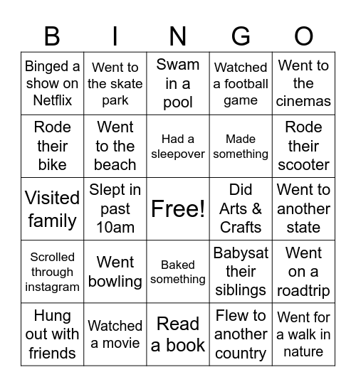 Holidays - find someone who... Bingo Card