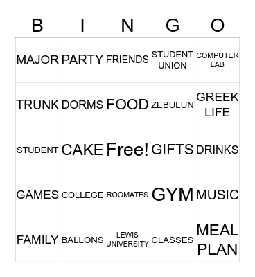 ZEBULUN'S TRUNK PARTY Bingo Card