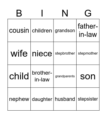 Introduction. Family Bingo Card