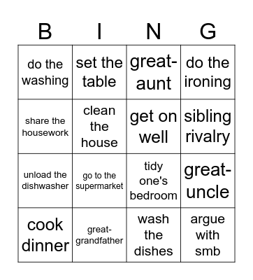 Introduction. Family Bingo Card