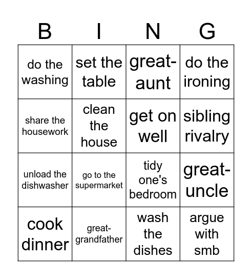 Introduction. Family Bingo Card