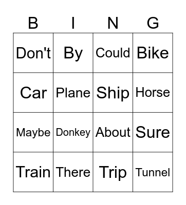 The Big Trip Bingo Card