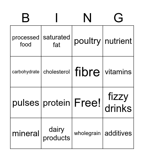 Health Bingo Card