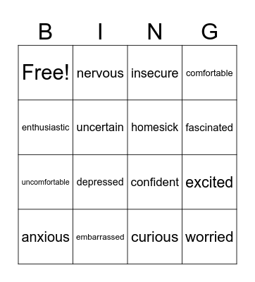 Culture Shock Bingo Card