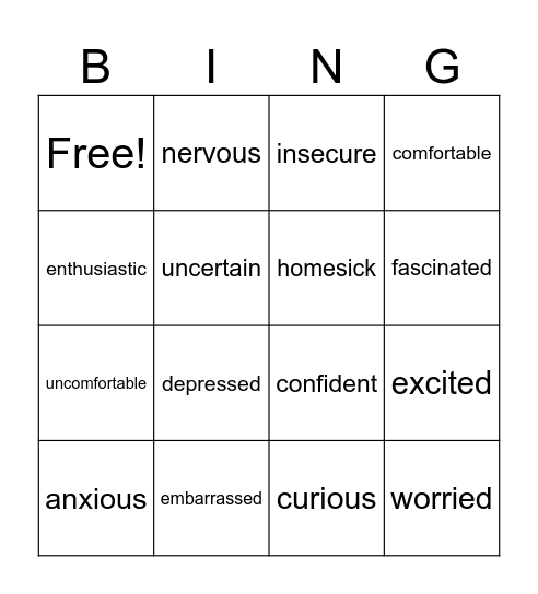 Culture Shock Bingo Card