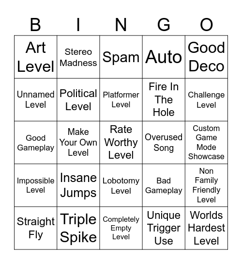 GD Bingo Card