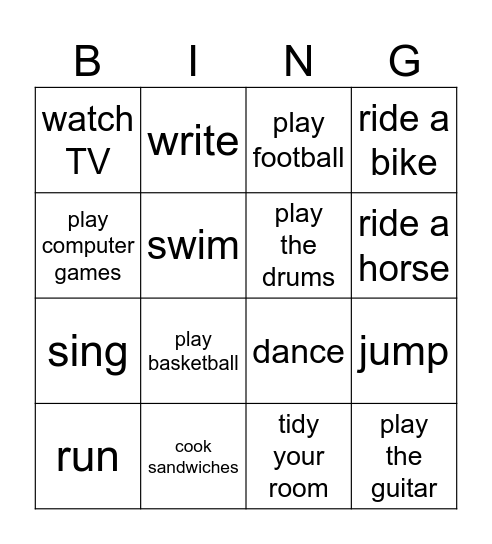 Can you ...? Bingo Card