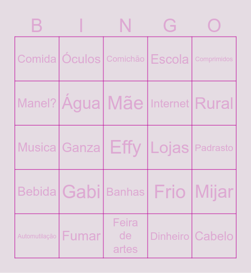 Effy Bingo Card