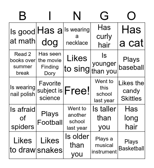 Find A Team Mate Who... Bingo Card