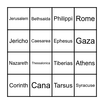 New Testament Cities and Towns Bingo Card