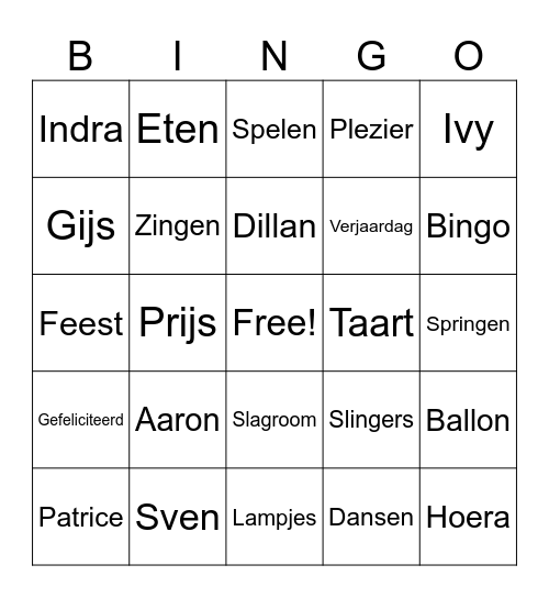 Yo jo bingo Card
