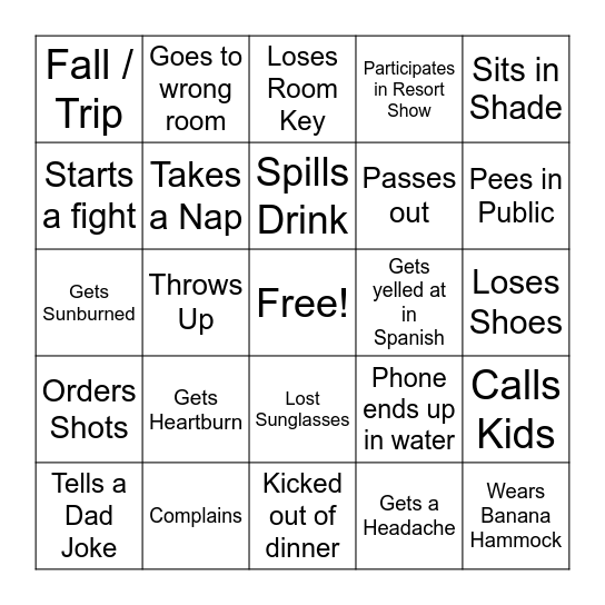 50 AF Bingo Card