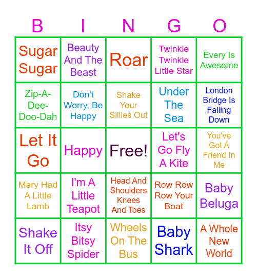 SPARKS MUSICAL Bingo Card