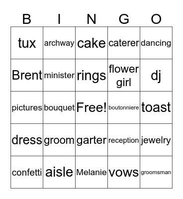August 27, 2016 Bingo Card