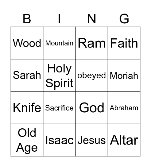 Abraham and Isaac Bingo Card