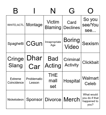 Dhar Dhar Binks Bingo Card