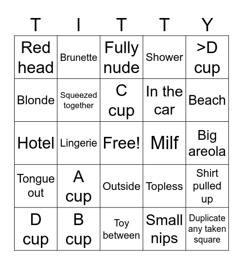 Tittys!! Bingo Card