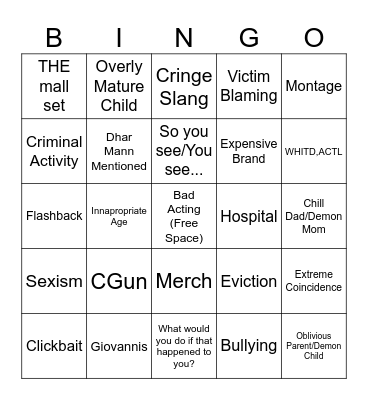 Dhar Dhar Binks Bingo!! Bingo Card